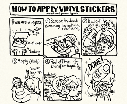 A comic tutorial named "How to apply vinyl stickers" featuring Nade. I'm getting errors trying to upload this description, so please feel free to contact me if you want it!